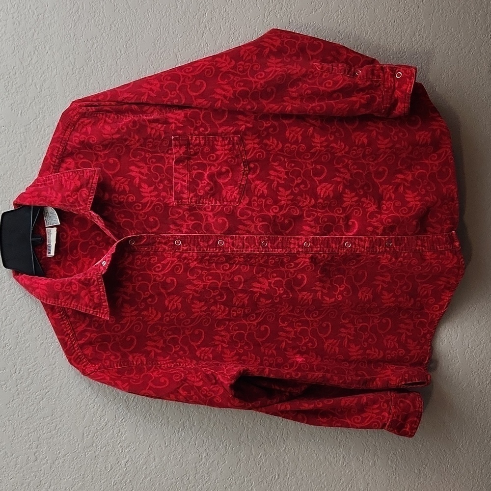 Faded Glory Shirt 18W To 20W Corduroy Snap Cotton Red Vintage Y2K